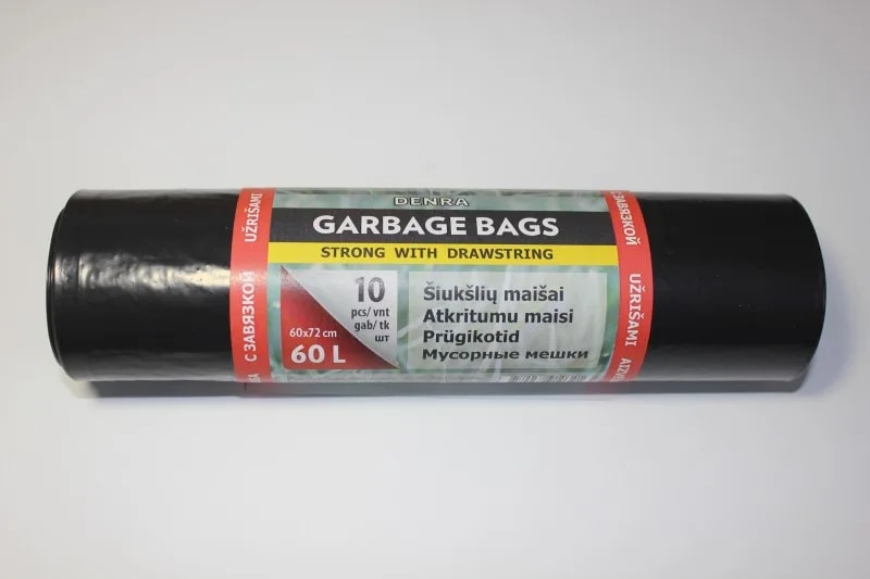 60L LDPE užrišamas maišas 10 vnt